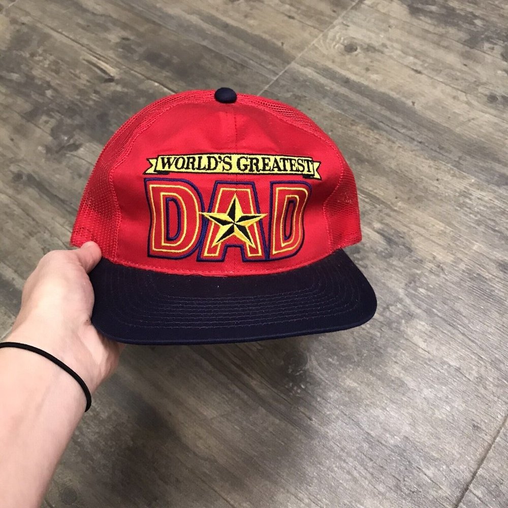 Vintage 90s SIGNATURES World's Greatest Dad Snapback Hat Embroidered Cap Mesh